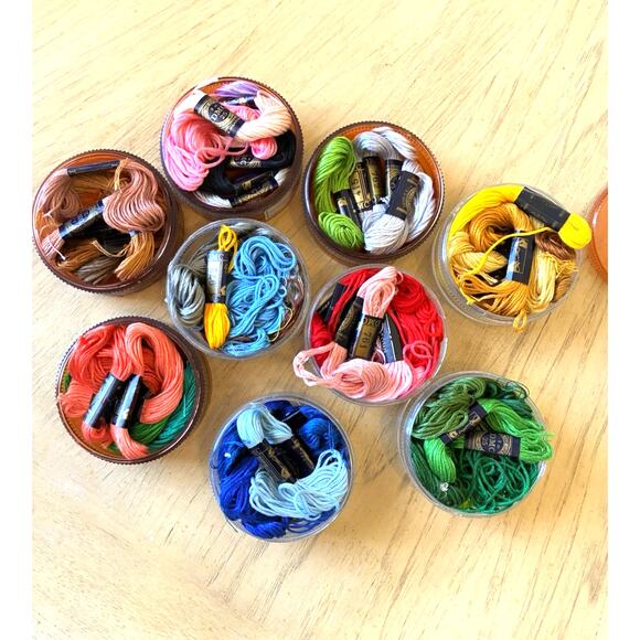 Lot DMC Embroidery Thread And Round Organizer Arts Crafts Lot Over 45 New & Used - Picture 2 of 10